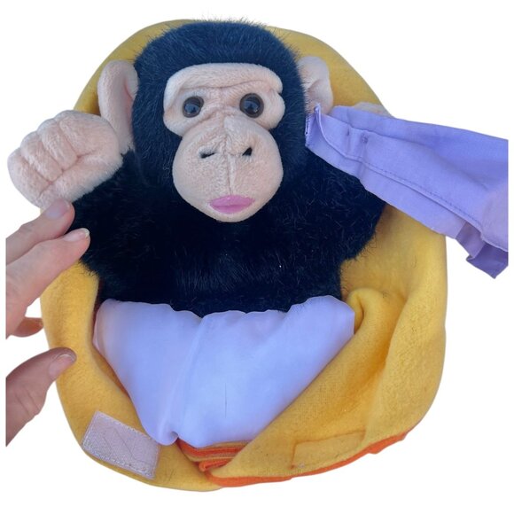 Giraffe & Zoo Babies Chimpanzee W/ Blanket Hand Puppets Play Characters Animals - Picture 3 of 11